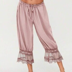 Pink Lace Trim Bloomers with Elastic Waistband